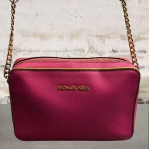 Michael Kors Saffiano Leather Crossbody Bag in Hot Pink